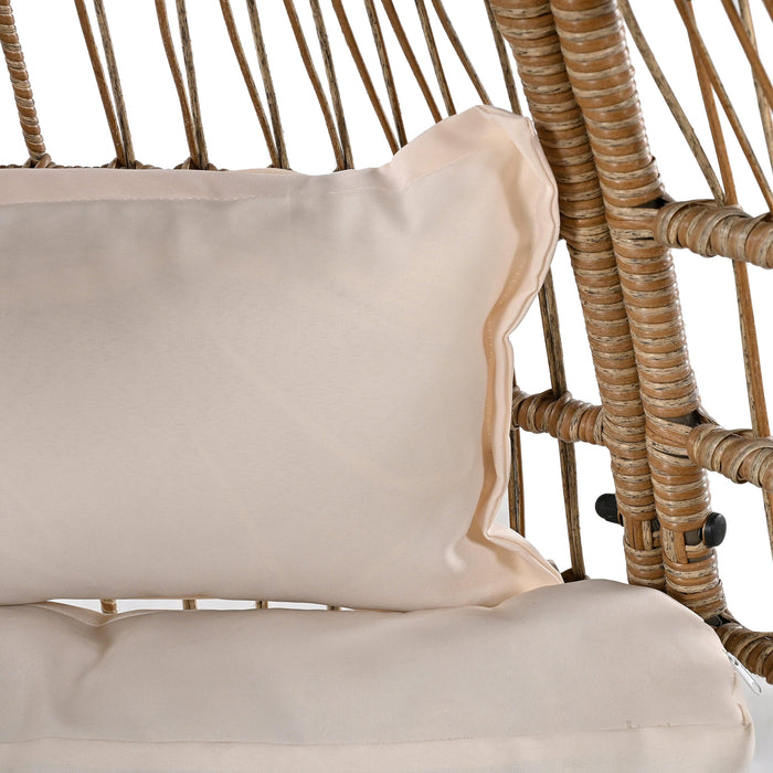 Outdoor Swivel Chair with Cushions, Rattan Egg Patio Chair with Rocking Function for Balcony, Poolside and Garden - Sweatfully