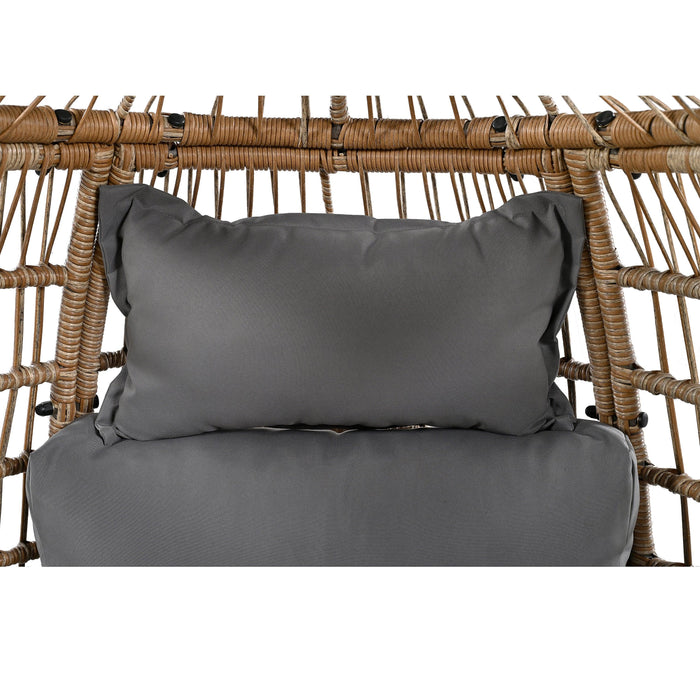 Outdoor Swivel Chair with Cushions, Rattan Egg Patio Chair with Rocking Function for Balcony, Poolside and Garden - Sweatfully