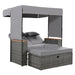 2-Piece Outdoor Rattan Daybed with Bench Lounge Roof Set and Cushions for Poolside, Backyard and Garden - Sweatfully
