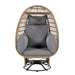 Outdoor Swivel Chair with Cushions, Rattan Egg Patio Chair with Rocking Function for Balcony, Poolside and Garden - Sweatfully