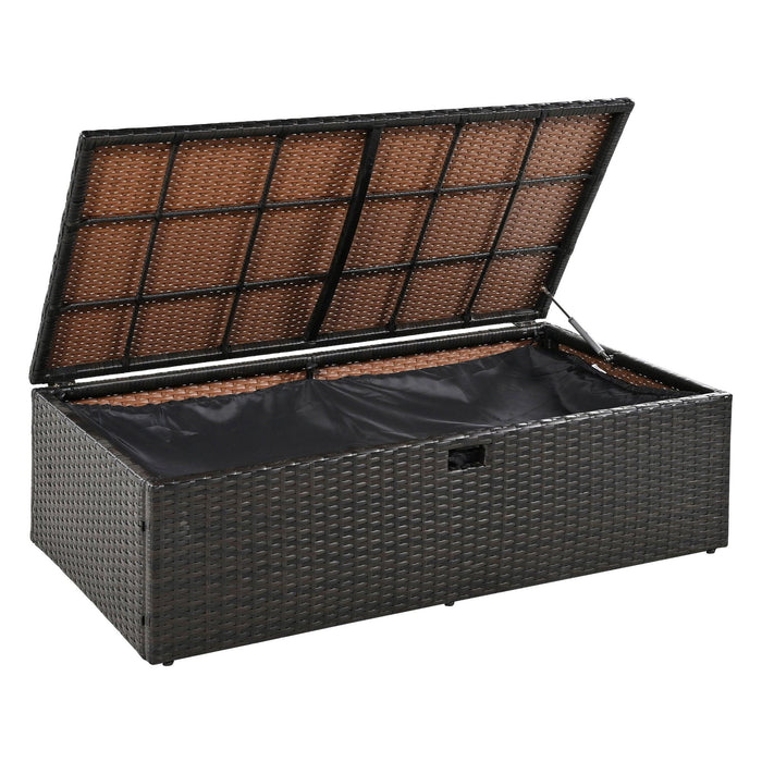 2-Piece Outdoor Rattan Daybed with Bench Lounge Roof Set and Cushions for Poolside, Backyard and Garden - Sweatfully