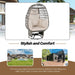 Outdoor Swivel Chair with Cushions, Rattan Egg Patio Chair with Rocking Function for Balcony, Poolside and Garden - Sweatfully