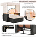 2-Piece Outdoor Rattan Daybed with Bench Lounge Roof Set and Cushions for Poolside, Backyard and Garden - Sweatfully