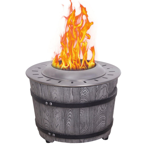 Dark Grey Woodgrain Smokeless Firepit with Wood Pellet/Twig/Wood as The Fuel for Garden & Outdoor - Sweatfully