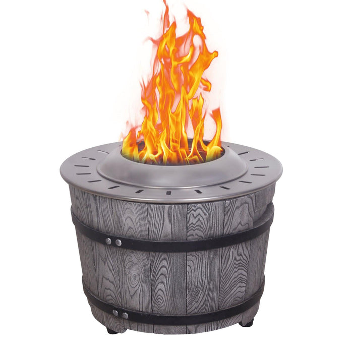 Dark Grey Woodgrain Smokeless Firepit with Wood Pellet/Twig/Wood as The Fuel for Garden & Outdoor - Sweatfully