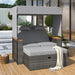 2-Piece Outdoor Rattan Daybed with Bench Lounge Roof Set and Cushions for Poolside, Backyard and Garden - Sweatfully