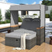2-Piece Outdoor Rattan Daybed with Bench Lounge Roof Set and Cushions for Poolside, Backyard and Garden - Sweatfully
