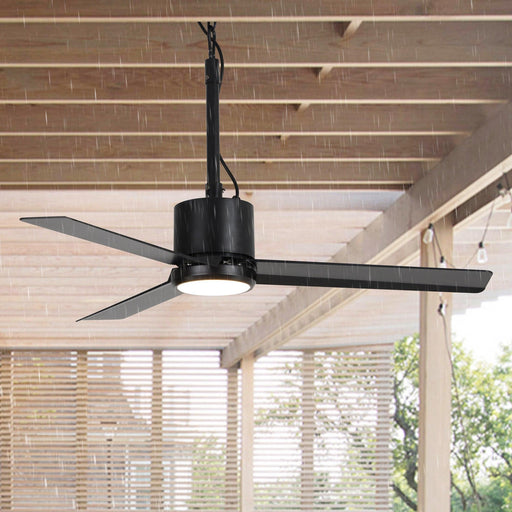 42 Inch Rhine Indoor/Wet Outdoor IP65 Black Anywhere Waterproof Ceiling Fan with LED Light and Convenient Hanging Hook - Sweatfully