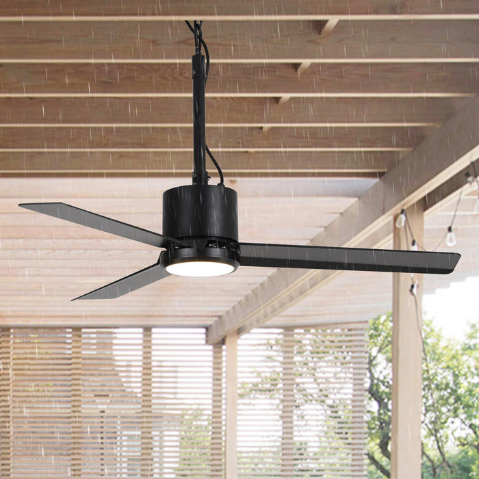 42 Inch Rhine Indoor/Wet Outdoor IP65 Black Anywhere Waterproof Ceiling Fan with LED Light and Convenient Hanging Hook - Sweatfully