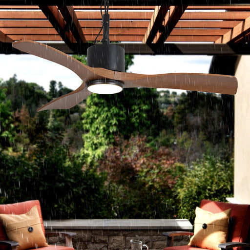 42 Inch Patio Guard IP65 Outdoor DC Motor Black Modern Hanging Buckle Downrod Ceiling Fan with Light - Sweatfully
