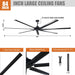 84 Inch 100 Inch Silent Storm Extra Large Ceiling Fan with Remote Control - Sweatfully