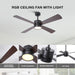 52 Inch Bucholz Industrial Dimmable RGB LED Ceiling Fan with Remote and APP Control - Sweatfully