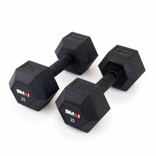Rubber Hex Dumbbells (Pair) - Sweatfully