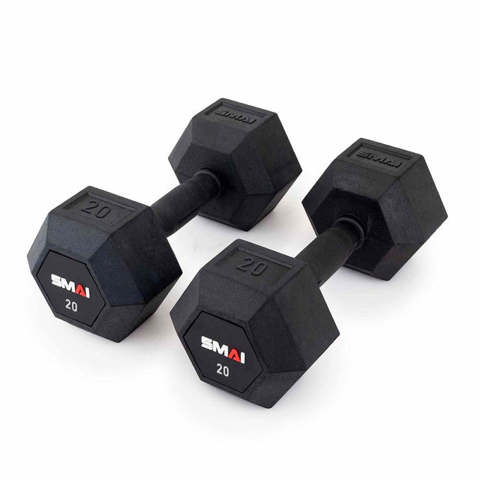 Rubber Hex Dumbbells (Pair) - Sweatfully