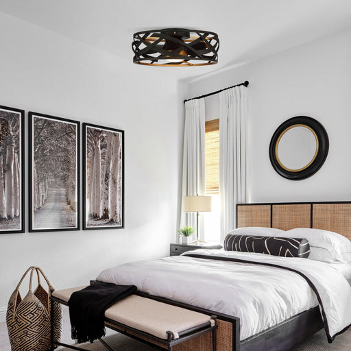21" Ahmedabad Industrial DC Motor Flush Mount Reversible Ceiling Fan with LED Lighting and Remote Control - Sweatfully