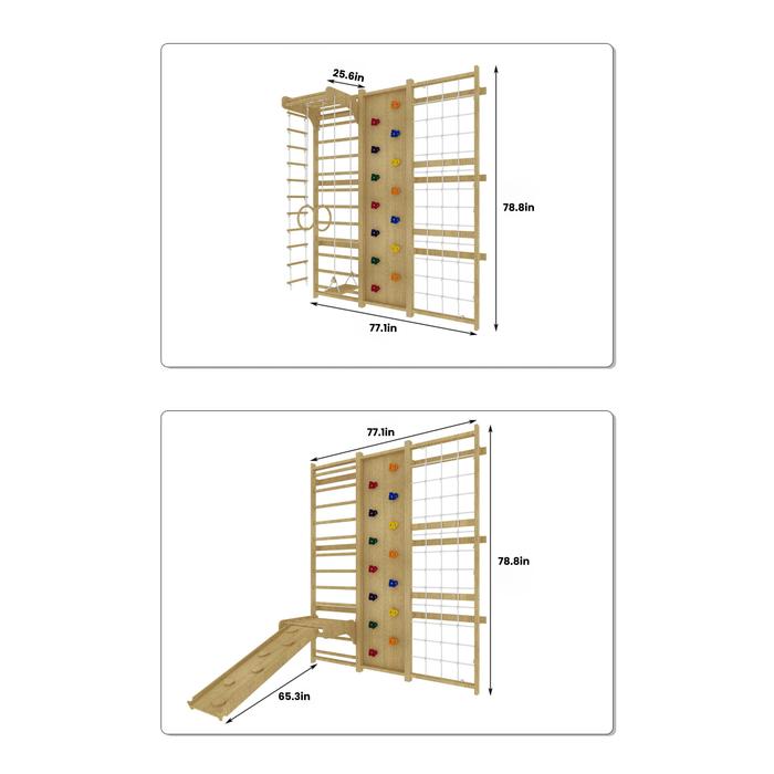 Walnut 9-in-1 Swedish Ladder Wall Gym | Indoor Wooden Climber & Activity Set for Kids - Sweatfully