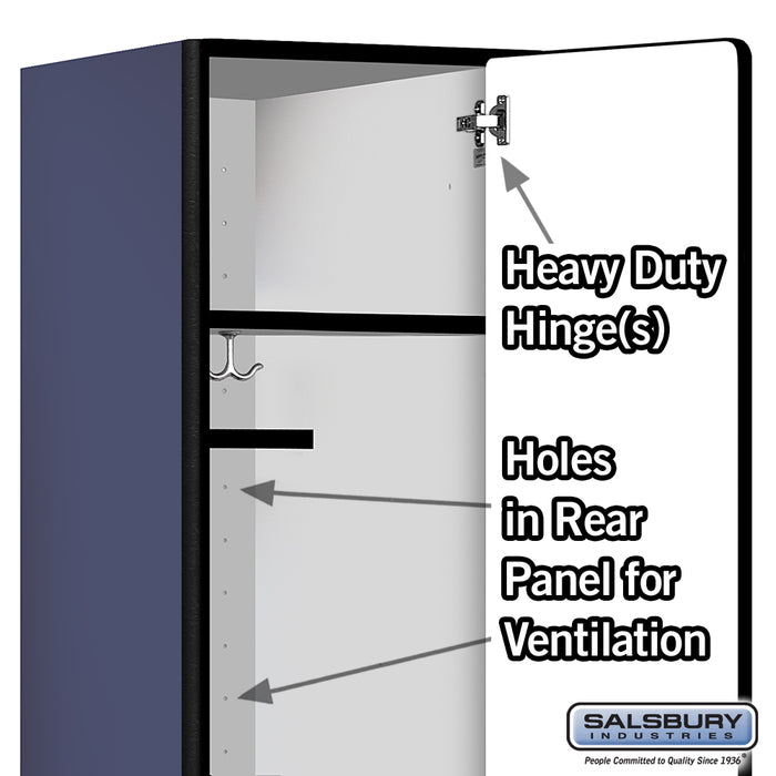 Salsbury 15" Wide Single Tier Designer Wood Locker - 1 Wide - 6 Feet High - 21 Inches Deep - Blue - Hasps - Sweatfully