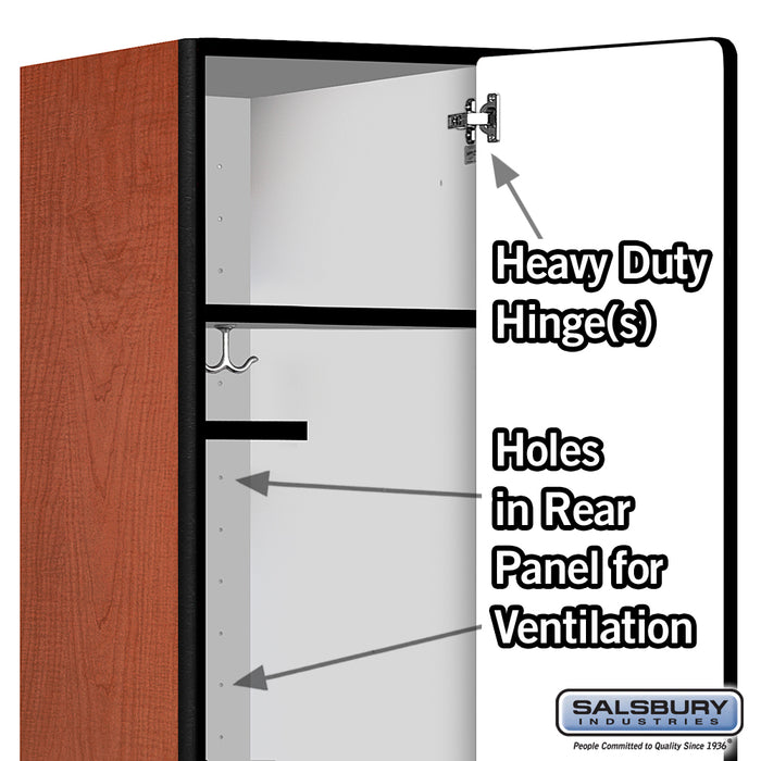 Salsbury 15" Wide Single Tier Designer Wood Locker - 1 Wide - 6 Feet High - 21 Inches Deep - Cherry - Hasps - Sweatfully