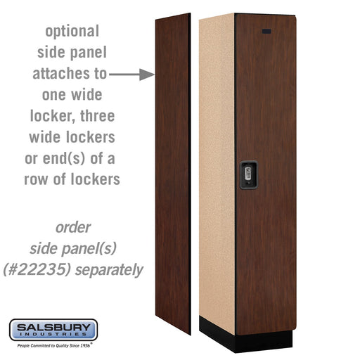 Salsbury 15" Wide Single Tier Designer Wood Locker - 1 Wide - 6 Feet High - 21 Inches Deep - Mahogany - Silver Resettable Combination Locks - Sweatfully