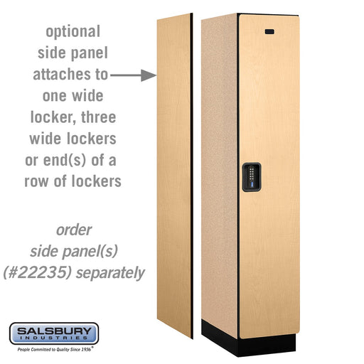 Salsbury 15" Wide Single Tier Designer Wood Locker - 1 Wide - 6 Feet High - 21 Inches Deep - Maple - Black Electronic Locks - Sweatfully