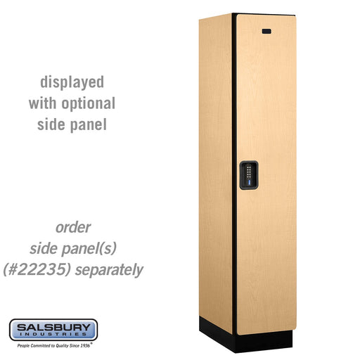Salsbury 15" Wide Single Tier Designer Wood Locker - 1 Wide - 6 Feet High - 21 Inches Deep - Maple - Black Electronic Locks - Sweatfully