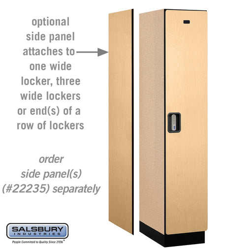 Salsbury 15" Wide Single Tier Designer Wood Locker - 1 Wide - 6 Feet High - 21 Inches Deep - Maple - Silver Electronic Locks - Sweatfully