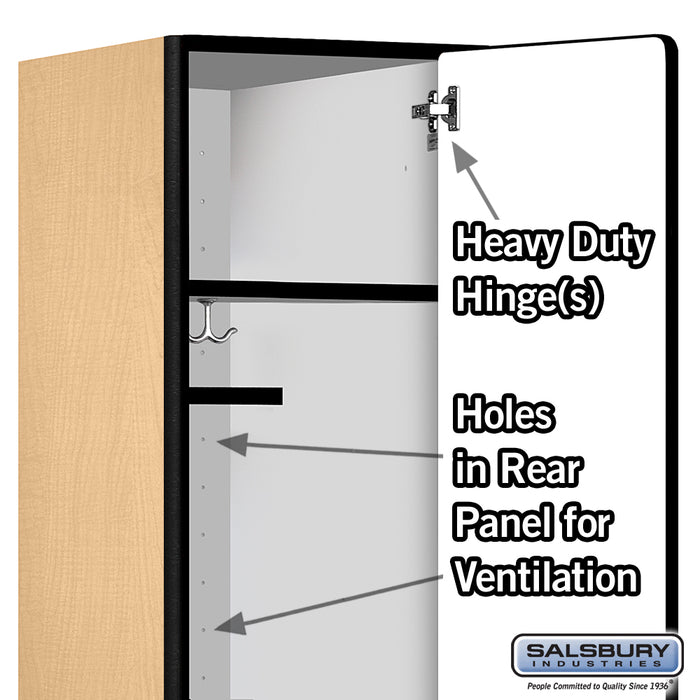 Salsbury 15" Wide Single Tier Designer Wood Locker - 1 Wide - 6 Feet High - 21 Inches Deep - Maple - Hasps - Sweatfully