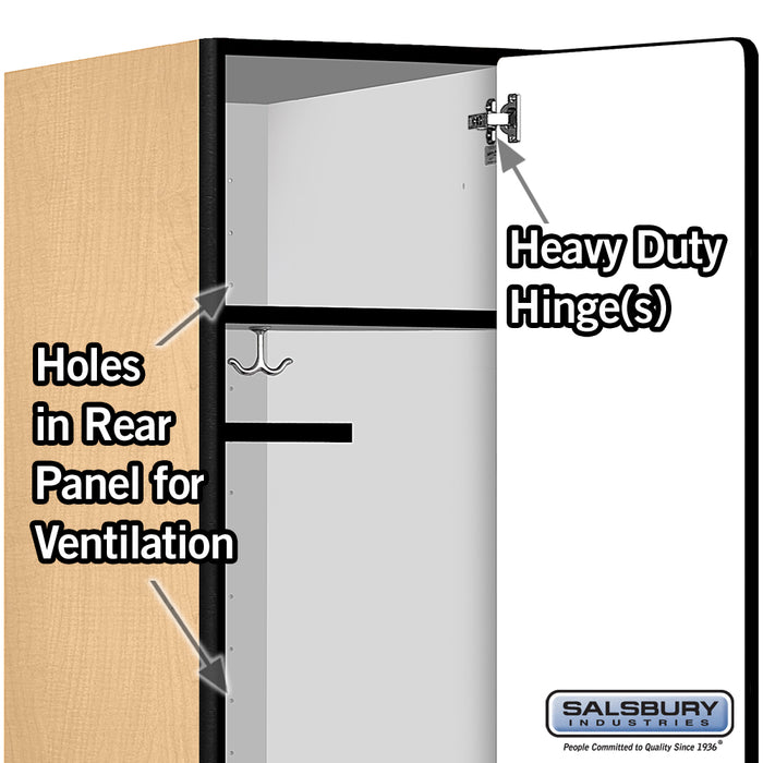 Salsbury 15" Wide Single Tier Designer Wood Locker - 1 Wide - 6 Feet High - 24 Inches Deep - Maple - Hasps - Sweatfully