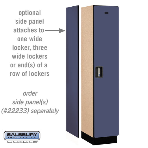 Salsbury 15" Wide Single Tier Designer Wood Locker - 1 Wide - 6 Feet High - 18 Inches Deep - Blue - Silver Electronic Locks - Sweatfully