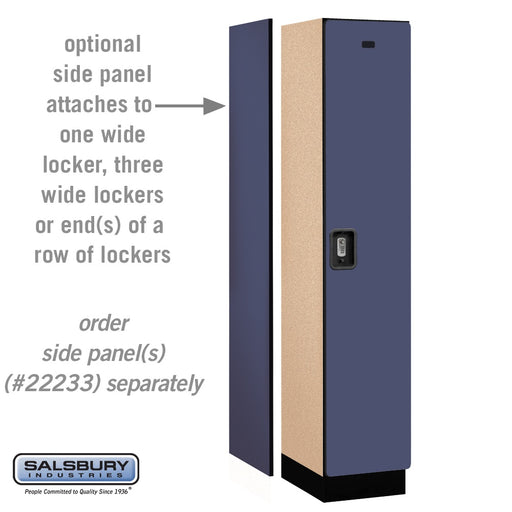 Salsbury 15" Wide Single Tier Designer Wood Locker - 1 Wide - 6 Feet High - 18 Inches Deep - Blue - Silver Resettable Combination Locks - Sweatfully