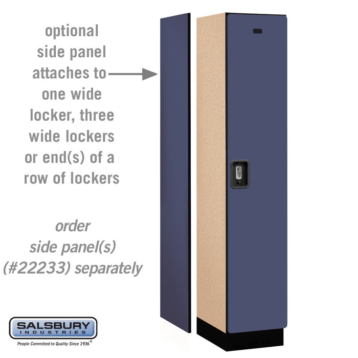 Salsbury 15" Wide Single Tier Designer Wood Locker - 1 Wide - 6 Feet High - 18 Inches Deep - Blue - Silver Resettable Combination Locks - Sweatfully