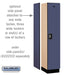 Salsbury 15" Wide Single Tier Designer Wood Locker - 1 Wide - 6 Feet High - 18 Inches Deep - Blue - Silver Resettable Combination Locks - Sweatfully