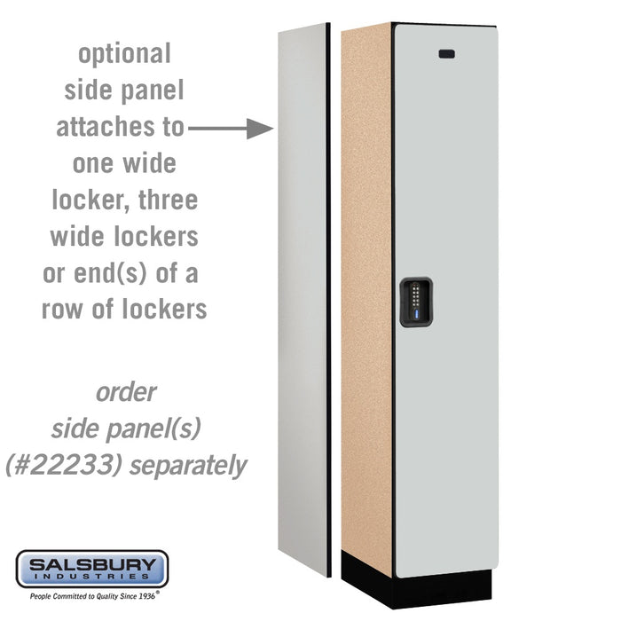 Salsbury 15" Wide Single Tier Designer Wood Locker - 1 Wide - 6 Feet High - 18 Inches Deep - Gray - Black Electronic Locks - Sweatfully
