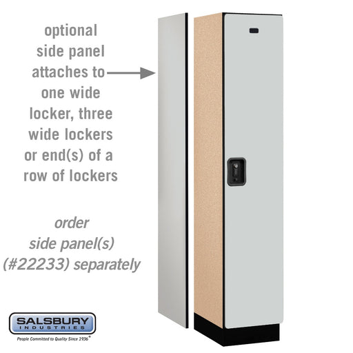 Salsbury 15" Wide Single Tier Designer Wood Locker - 1 Wide - 6 Feet High - 18 Inches Deep - Gray - Black Resettable Combination Locks - Sweatfully