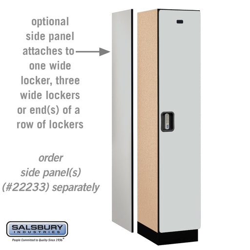 Salsbury 15" Wide Single Tier Designer Wood Locker - 1 Wide - 6 Feet High - 18 Inches Deep - Gray - Silver Electronic Locks - Sweatfully