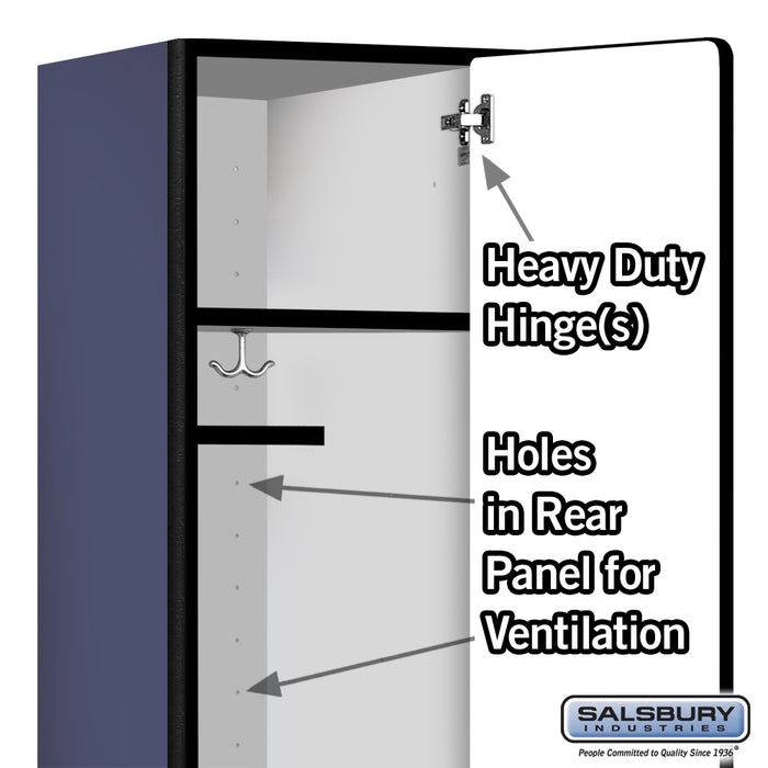 Salsbury 15" Wide Single Tier Designer Wood Locker - 1 Wide - 6 Feet High - 18 Inches Deep - Blue - Hasps - Sweatfully