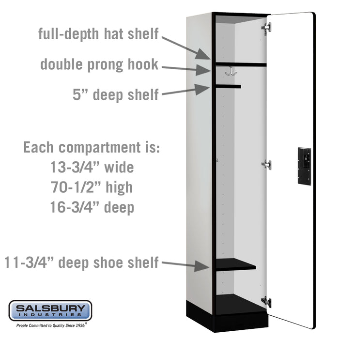 Salsbury 15" Wide Single Tier Designer Wood Locker - 1 Wide - 6 Feet High - 18 Inches Deep - Gray - Hasps - Sweatfully