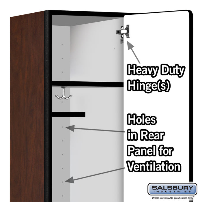 Salsbury 15" Wide Single Tier Designer Wood Locker - 1 Wide - 6 Feet High - 18 Inches Deep - Mahogany - Hasps - Sweatfully