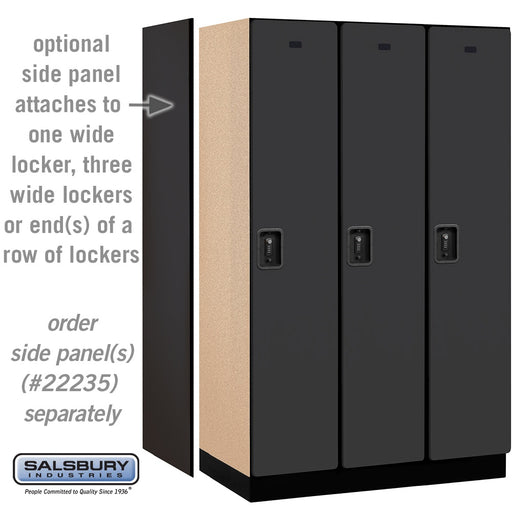Salsbury 15" Wide Single Tier Designer Wood Locker - 3 Wide - 6 Feet High - 21 Inches Deep - Black - Black Resettable Combination Locks - Sweatfully