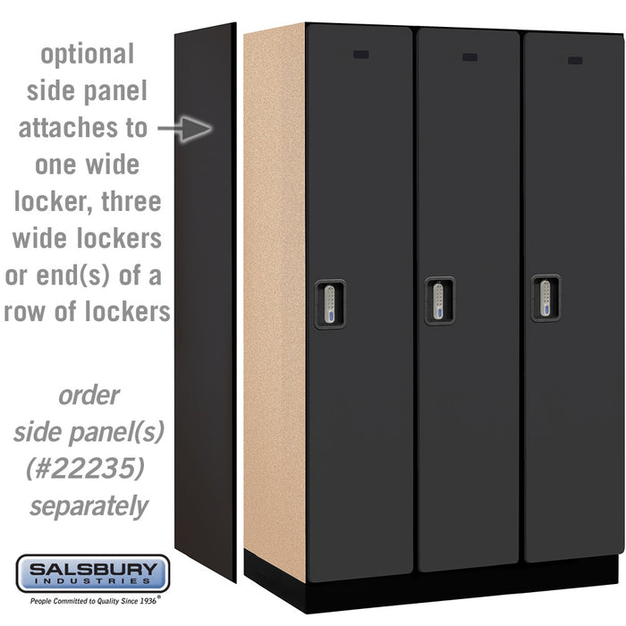 Salsbury 15" Wide Single Tier Designer Wood Locker - 3 Wide - 6 Feet High - 21 Inches Deep - Black - Silver Electronic Locks - Sweatfully