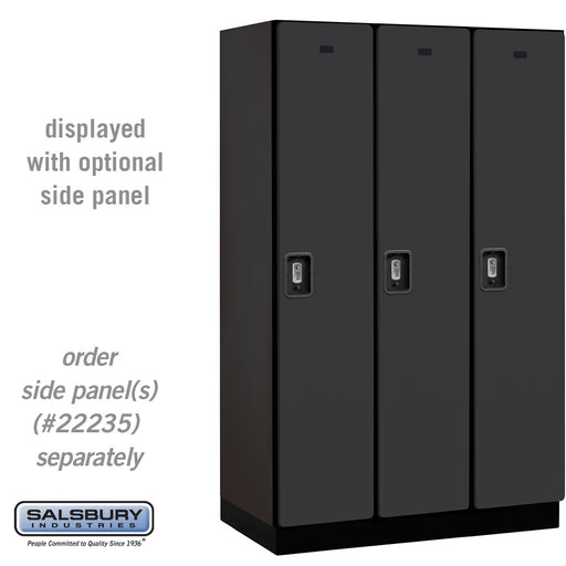 Salsbury 15" Wide Single Tier Designer Wood Locker - 3 Wide - 6 Feet High - 21 Inches Deep - Black - Silver Resettable Combination Locks - Sweatfully