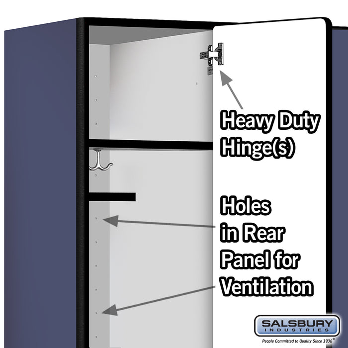 Salsbury 15" Wide Single Tier Designer Wood Locker - 3 Wide - 6 Feet High - 21 Inches Deep - Blue - Hasps - Sweatfully