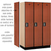 Salsbury 15" Wide Single Tier Designer Wood Locker - 3 Wide - 6 Feet High - 21 Inches Deep - Cherry - Silver Electronic Locks - Sweatfully