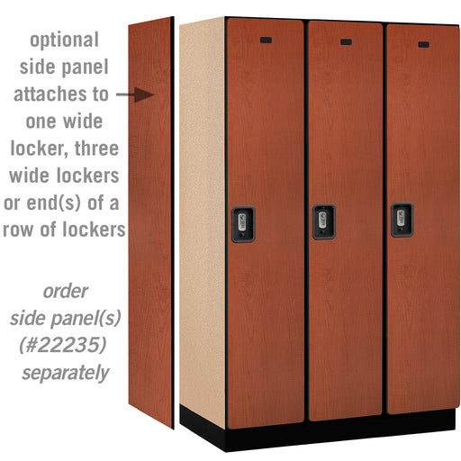 Salsbury 15" Wide Single Tier Designer Wood Locker - 3 Wide - 6 Feet High - 21 Inches Deep - Cherry - Silver Resettable Combination Locks - Sweatfully