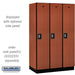 Salsbury 15" Wide Single Tier Designer Wood Locker - 3 Wide - 6 Feet High - 21 Inches Deep - Cherry - Silver Resettable Combination Locks - Sweatfully