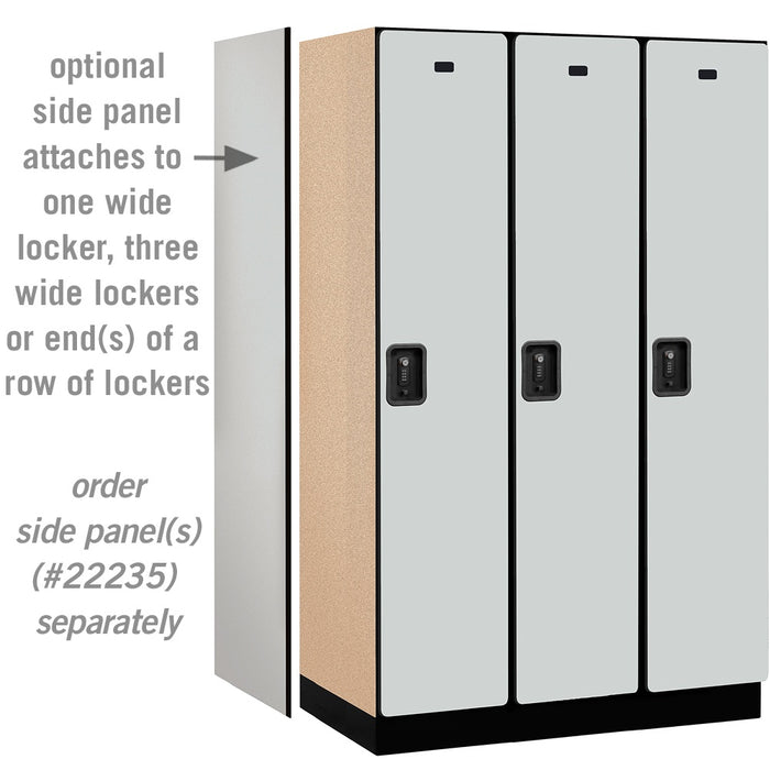 Salsbury 15" Wide Single Tier Designer Wood Locker - 3 Wide - 6 Feet High - 21 Inches Deep - Gray - Black Resettable Combination Locks - Sweatfully
