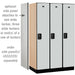 Salsbury 15" Wide Single Tier Designer Wood Locker - 3 Wide - 6 Feet High - 21 Inches Deep - Gray - Black Resettable Combination Locks - Sweatfully