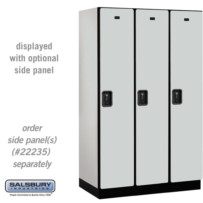 Salsbury 15" Wide Single Tier Designer Wood Locker - 3 Wide - 6 Feet High - 21 Inches Deep - Gray - Black Resettable Combination Locks - Sweatfully