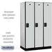 Salsbury 15" Wide Single Tier Designer Wood Locker - 3 Wide - 6 Feet High - 21 Inches Deep - Gray - Black Resettable Combination Locks - Sweatfully