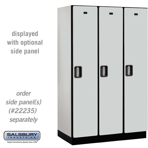 Salsbury 15" Wide Single Tier Designer Wood Locker - 3 Wide - 6 Feet High - 21 Inches Deep - Gray - Silver Electronic Locks - Sweatfully